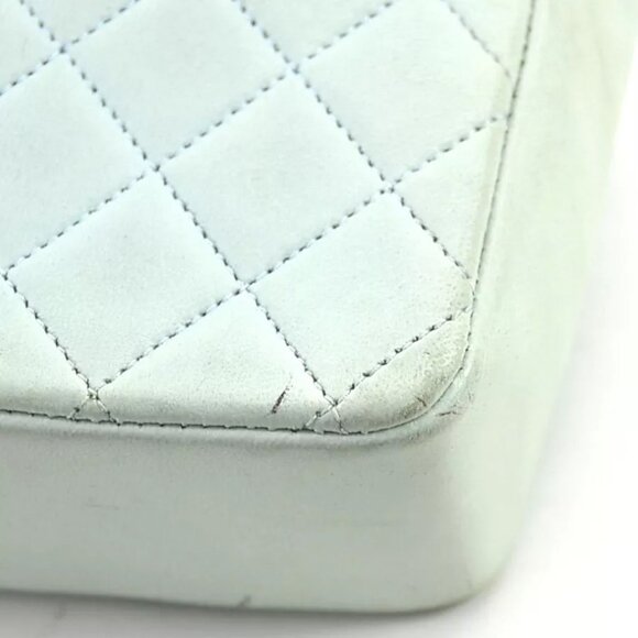 Auth CHANEL Matelasse Chain Shoulder Bag Light Blue/Gold Leather/Metal - Picture 7 of 16